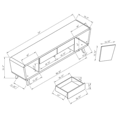 Alvin - 2 Door Engineered Wood TV Stand - Dark Walnut