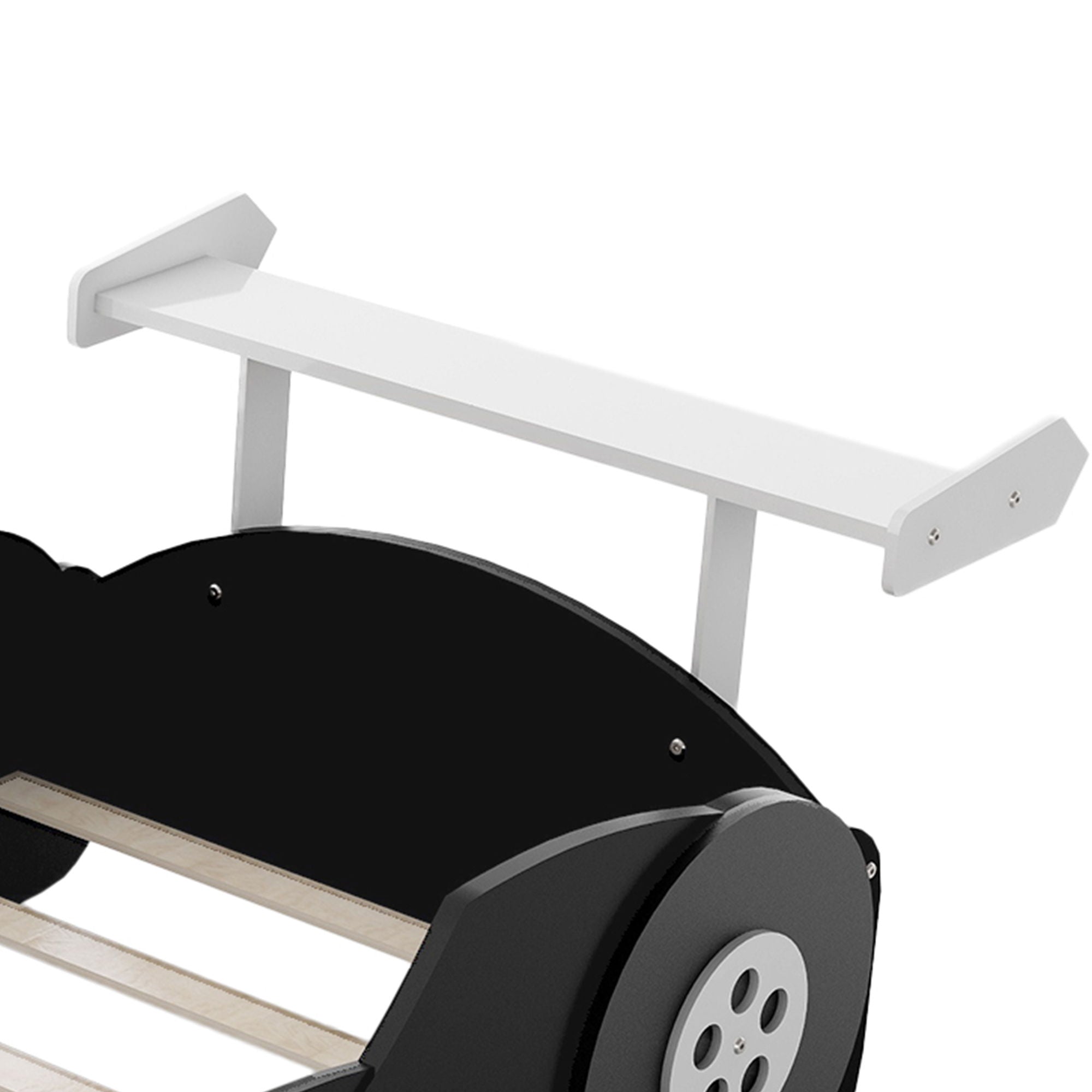 Race Car-Shaped Platform Bed With Wheels