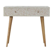 Floral Bone Console - Beige / White