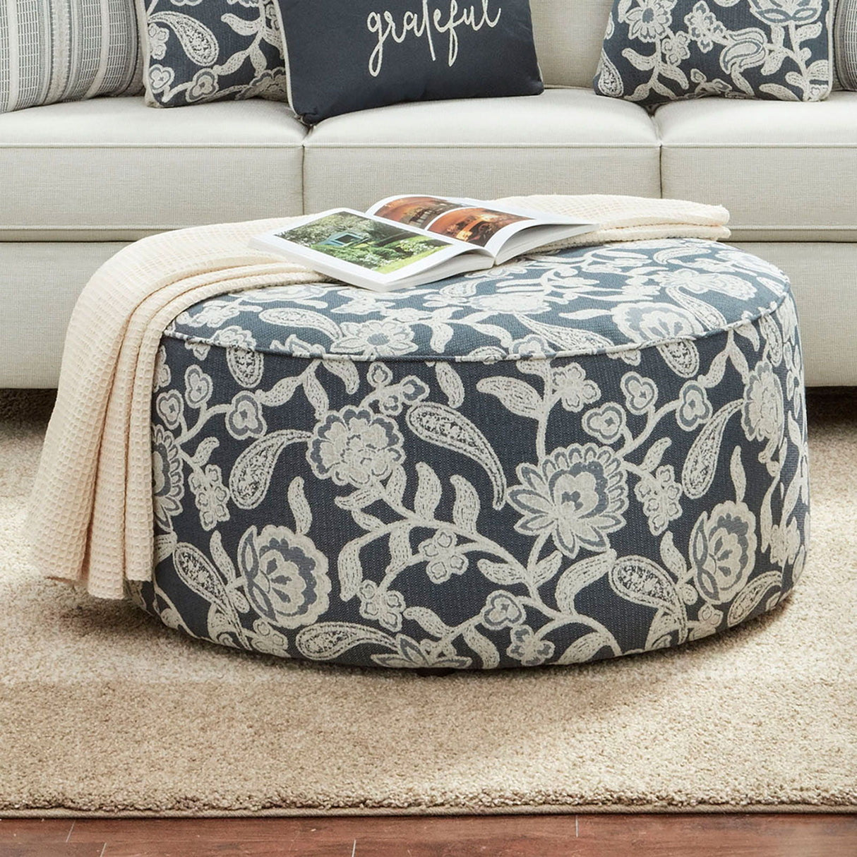 Furniture of America Porthcawl - Ottoman - Floral Multi | Meri Furniture