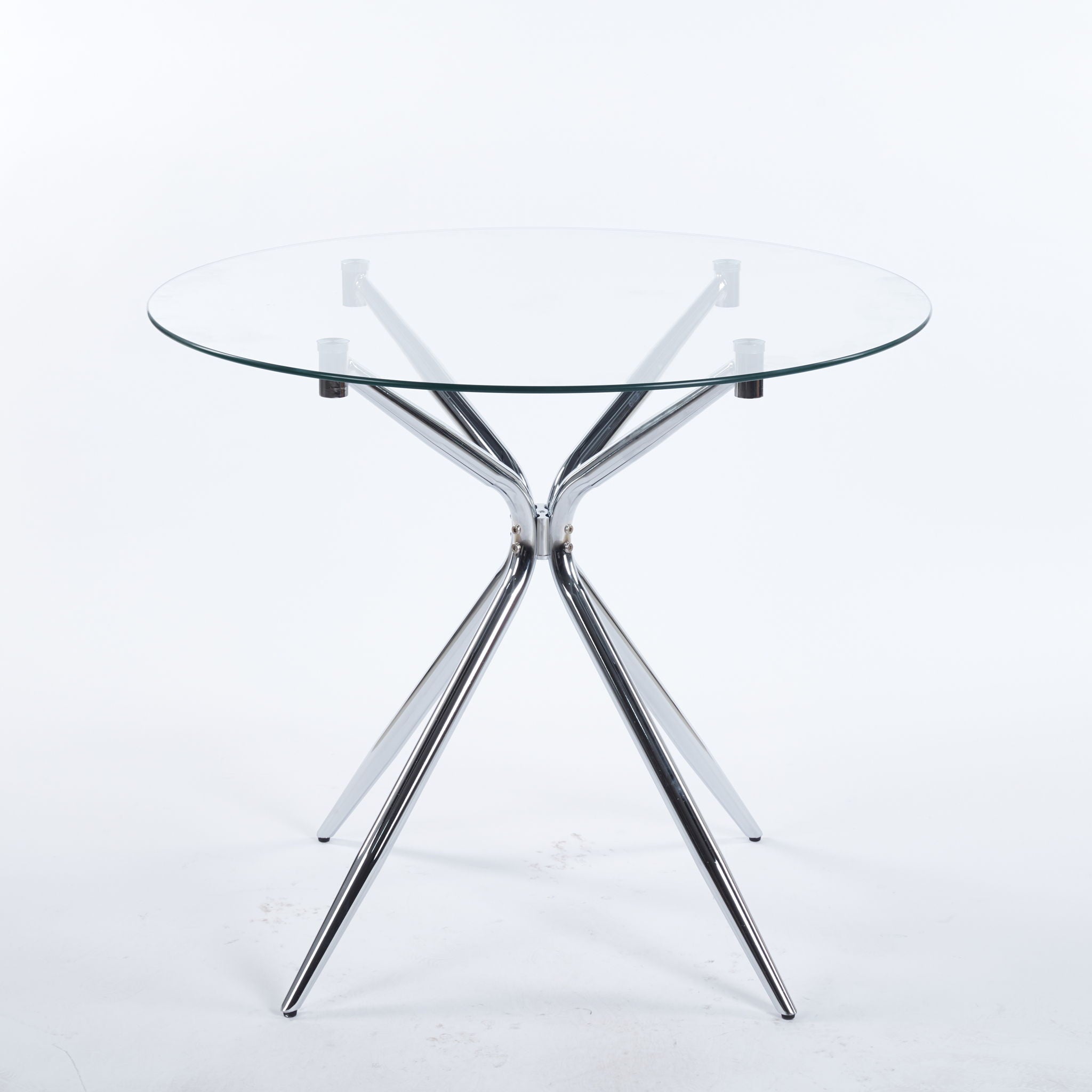 Compact Dining Table With Glass Top - Chrome