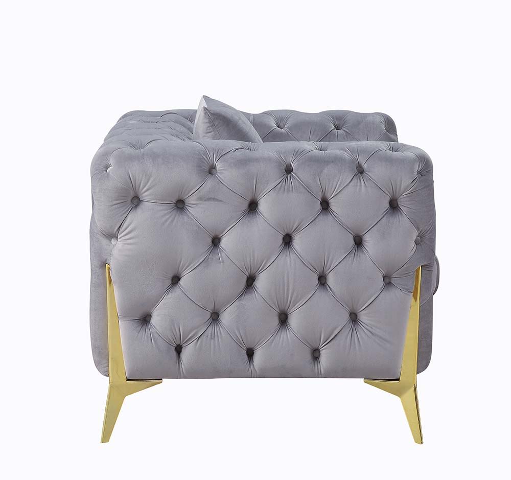 ACME Jelanea - Sofa - Gray Velvet & Gold Finish | Meri Furniture