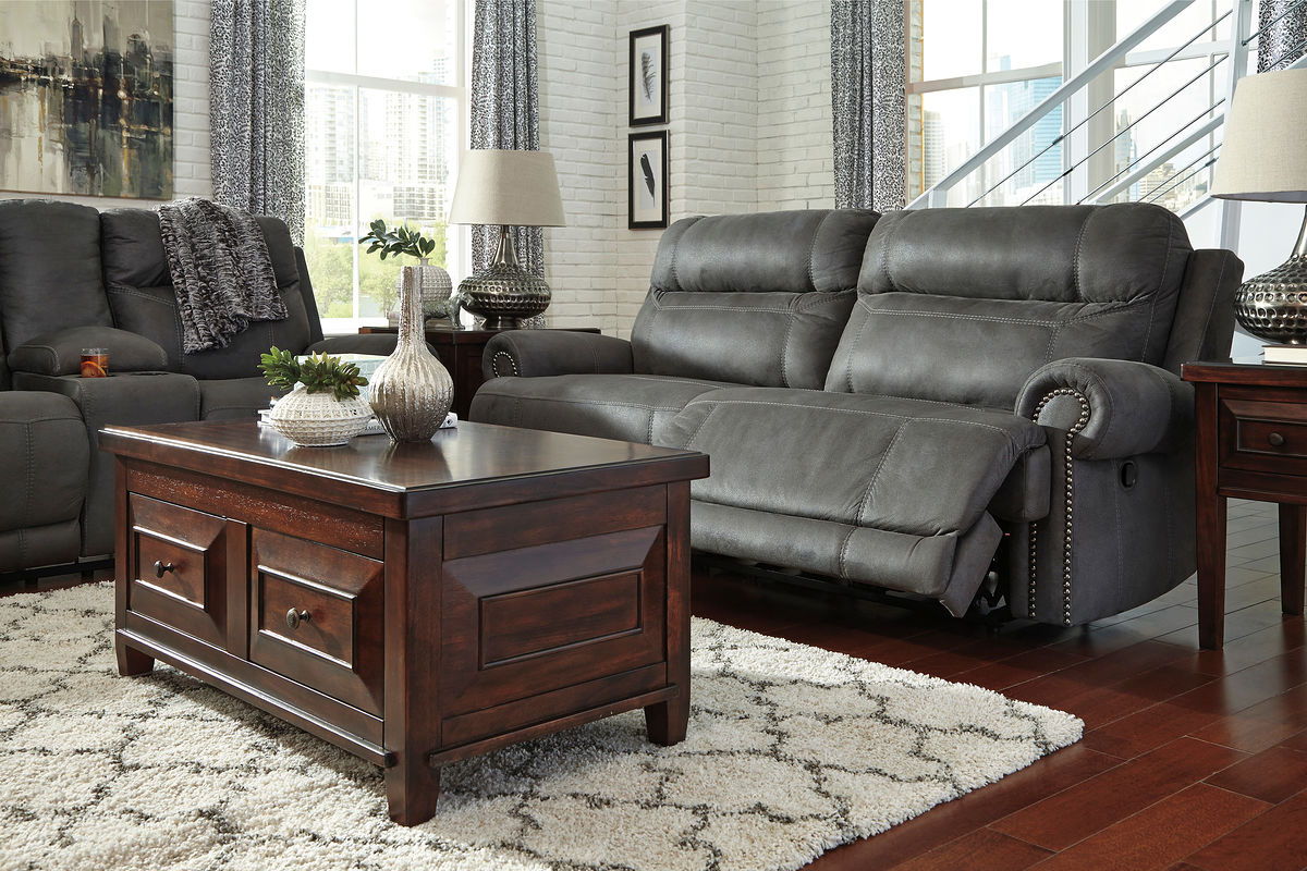 Signature Design by Ashley® Austere - Gray - 2 Pc. - Reclining Sofa, Loveseat | Meri Furniture