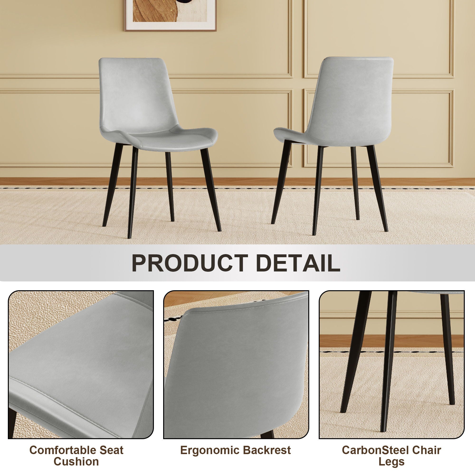 Modern Dining Chair With Carbon Steel Legs