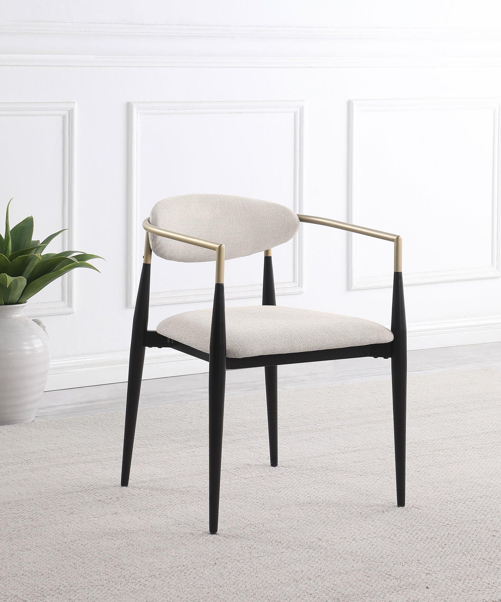 Bradbury Fabric Upholstered Dining Arm Chair Beige (Set of 2)
