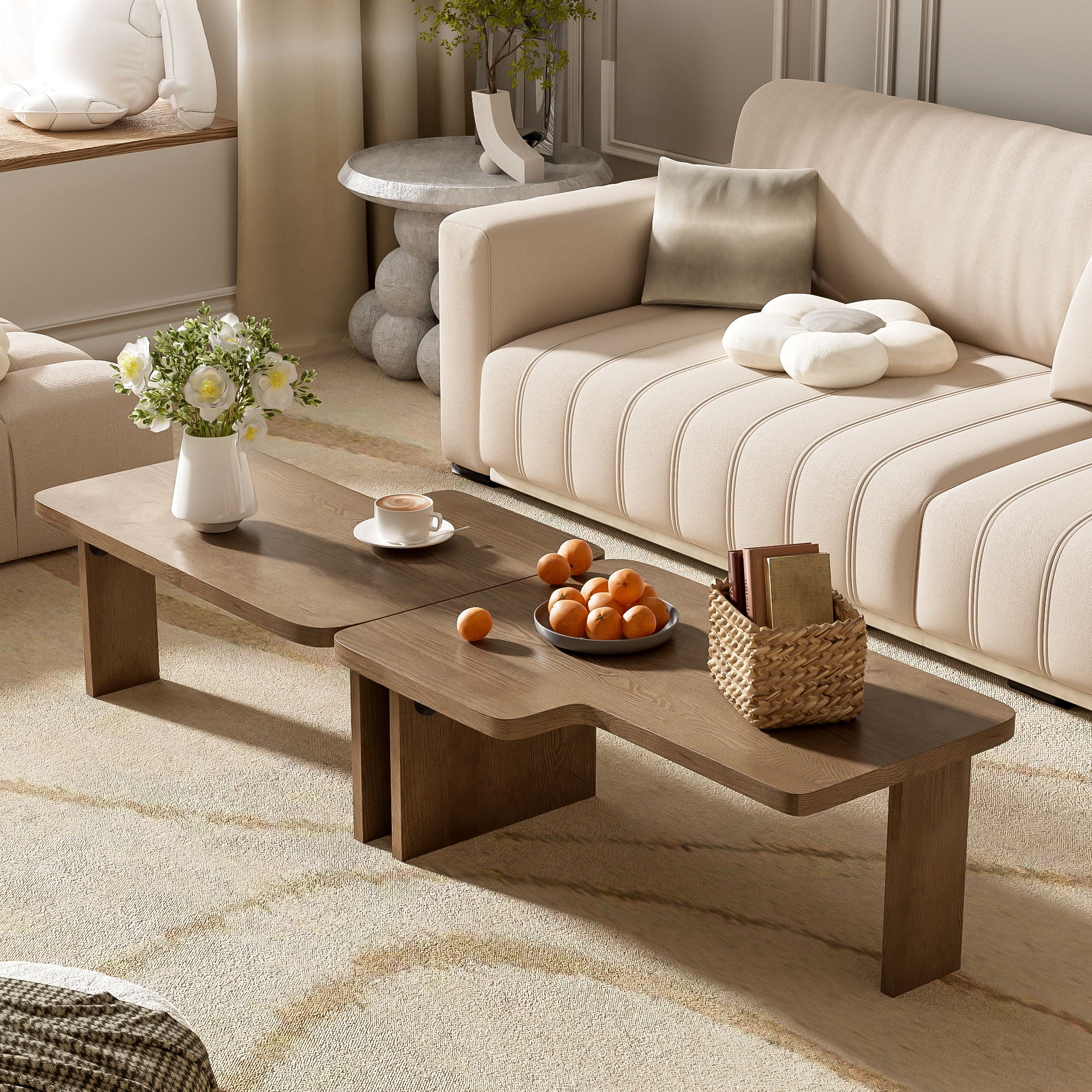 Modern Minimalist Coffee Table Set With Splicing Design