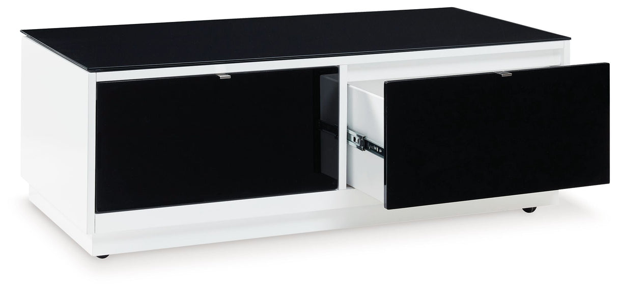 Signature Design by Ashley® Gardoni - White / Black - Rectangular Cocktail Table | Meri Furniture