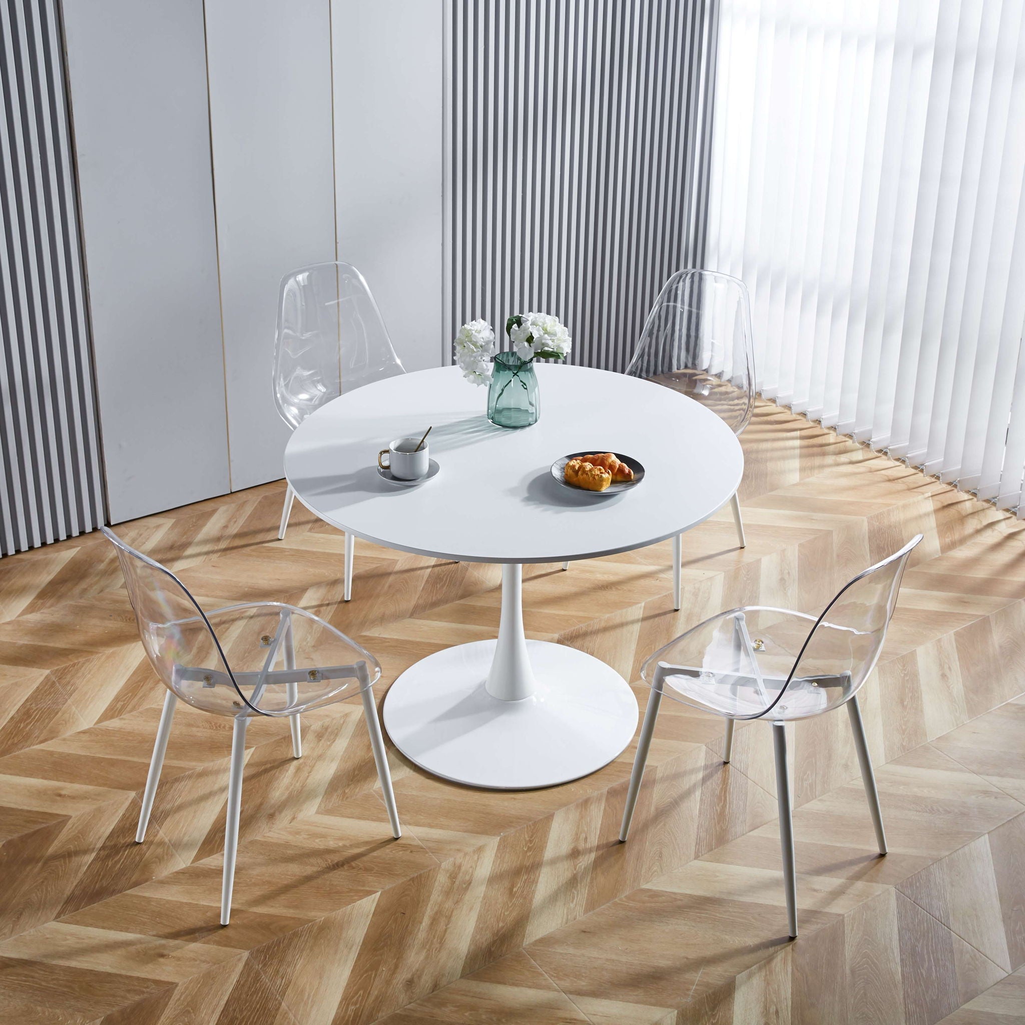 Transparent Plastic Seat Dining Chair (Set of 4)