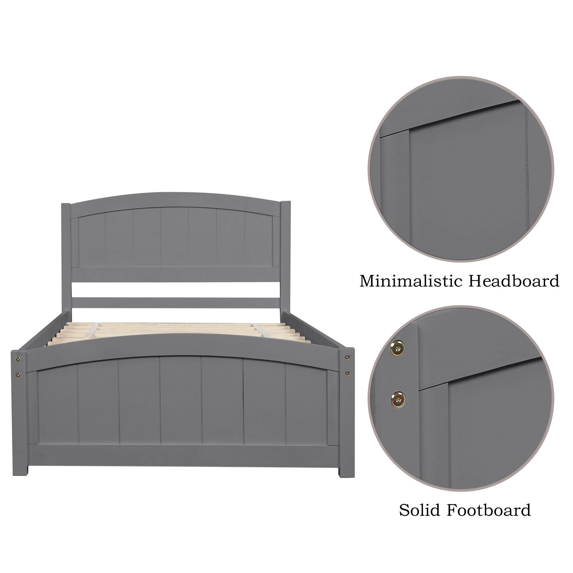 Platform Bed & Headboard, Footboard And Wood Slat Support