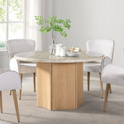 ACME Adalynn - Round Dining Table With Marble Top - Gray & Weathered Gray Oak | Meri Furniture