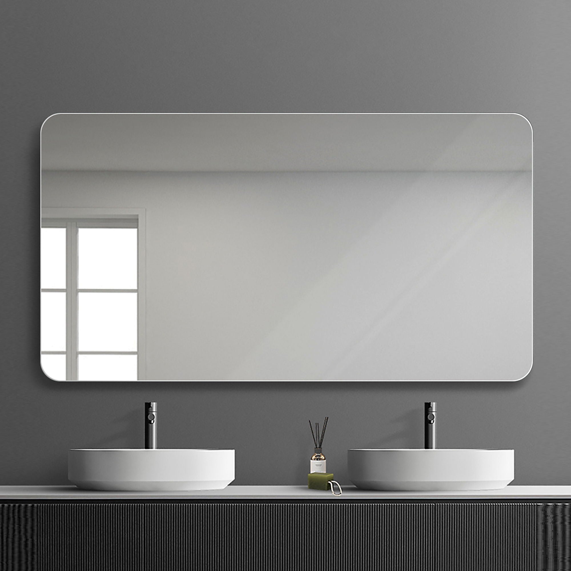 Bathroom Vanity Mirror, Wall Mounted Mirror For Bathroom Anti-Fog Waterproof - Clear