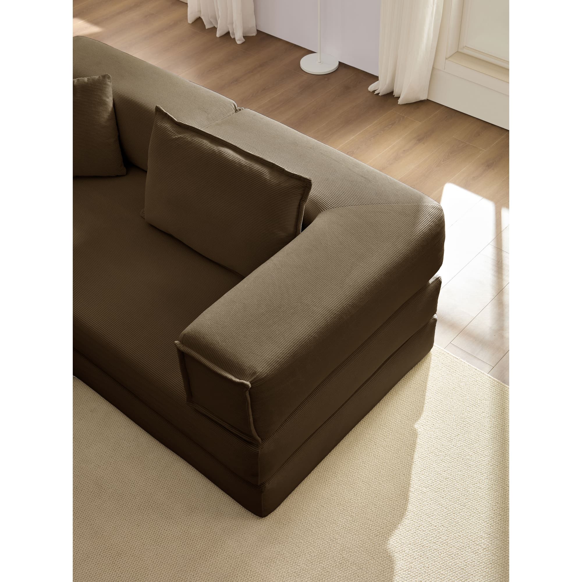 Modular L Shaped Floor Living Room Sofa Set With 6 Pillows