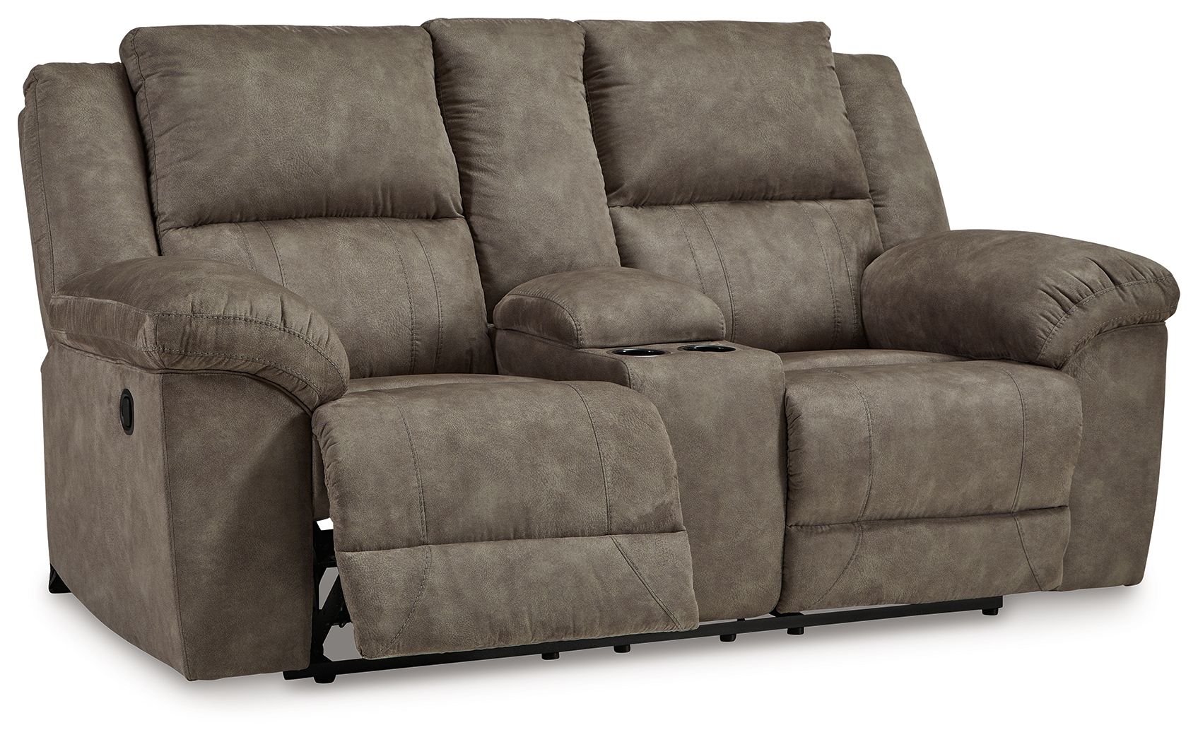 Signature Design by Ashley® Laresview - Fossil - Dbl Reclining Loveseat With Console | Meri Furniture