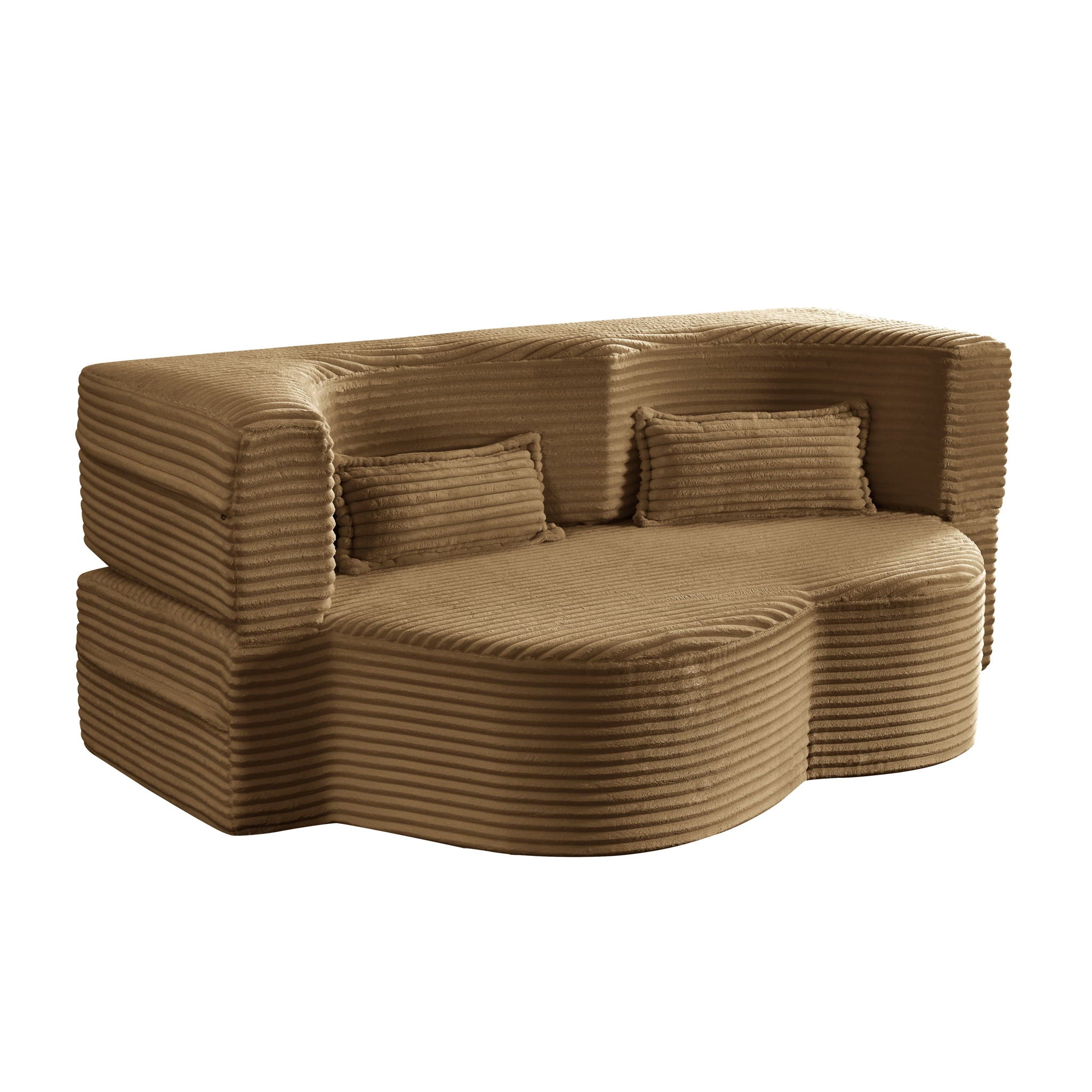 Floor Convertible Sleeper Sofa Bed With 2 Pillows