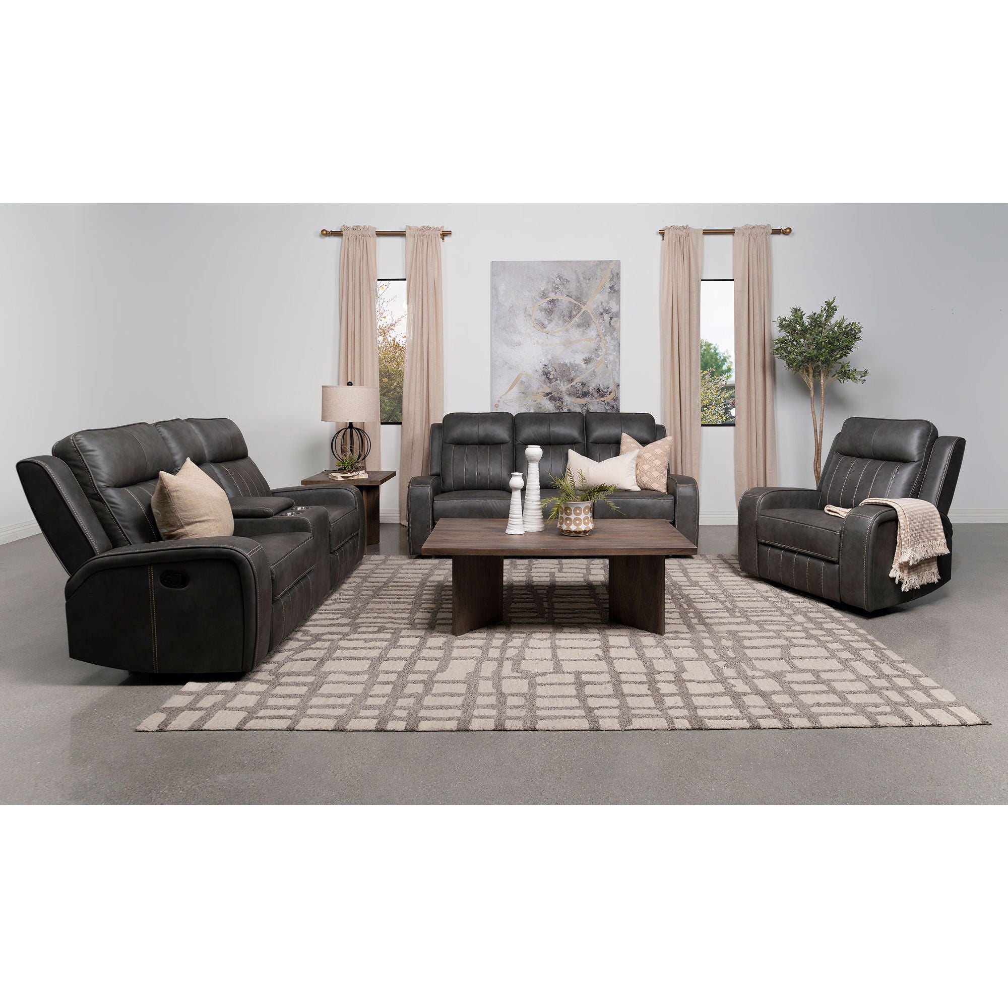 Forrest - Motion Reclining Loveseat With Console - Gray