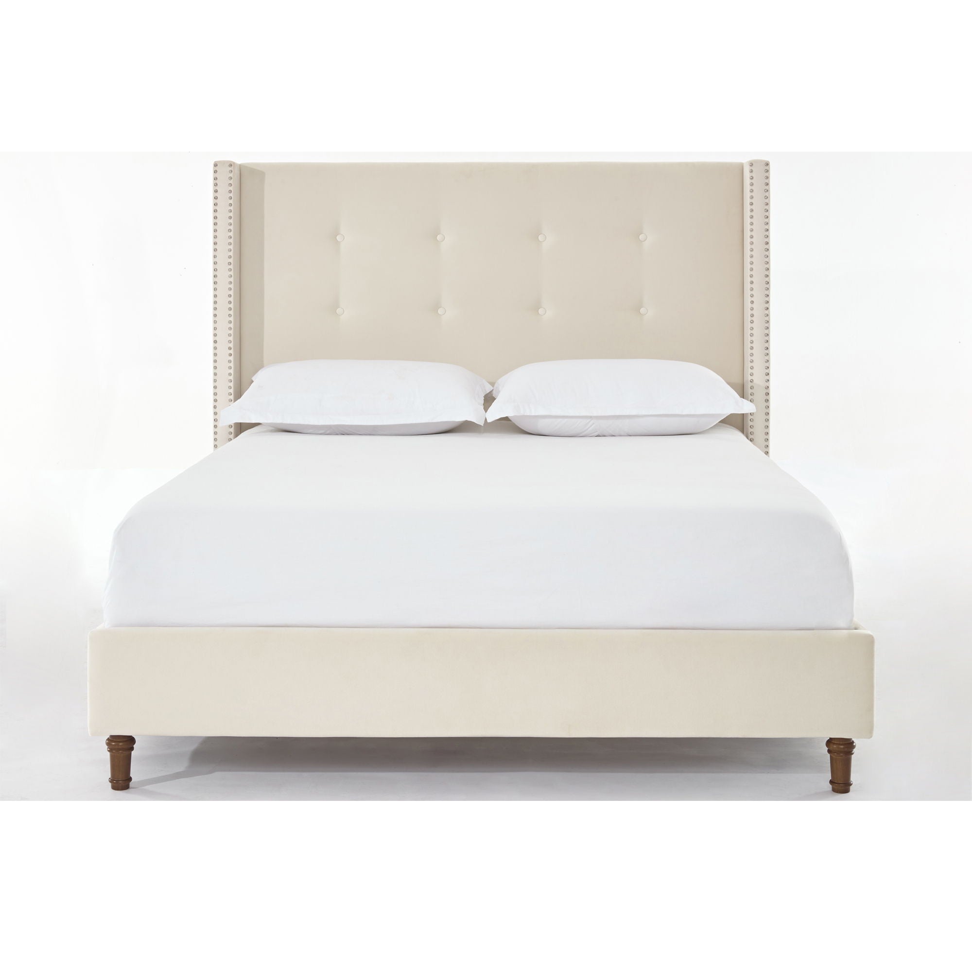 Peyton - Upholstered Bed With 54" High Headboard, Traditional Hand Buttoned Tufting