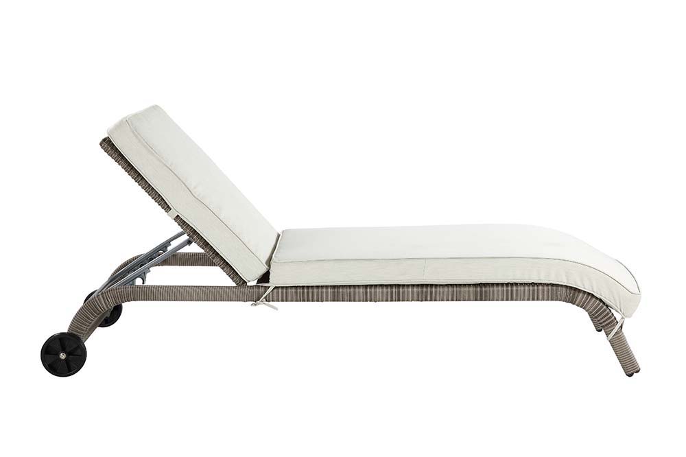ACME Salena - Patio Lounge Chair - Beige Fabric & Gray Finish - 13" | Meri Furniture