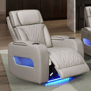 Jazz 37"W Ice Leather Aire Transformer Power Reclining Chair with Power Headrest, LED Lights, USB & USB-C Ports, Storage & Cupholders