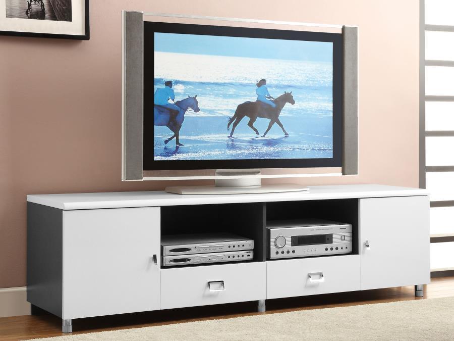 Coaster Fine Furniture Burkett - 2 Door Engineered Wood TV Stand - White High Gloss | Meri Furniture
