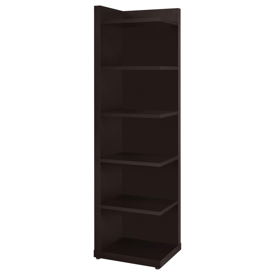 Coaster Fine Furniture Alder - 6-Shelf Corner Bookcase - Cappuccino | Meri Furniture