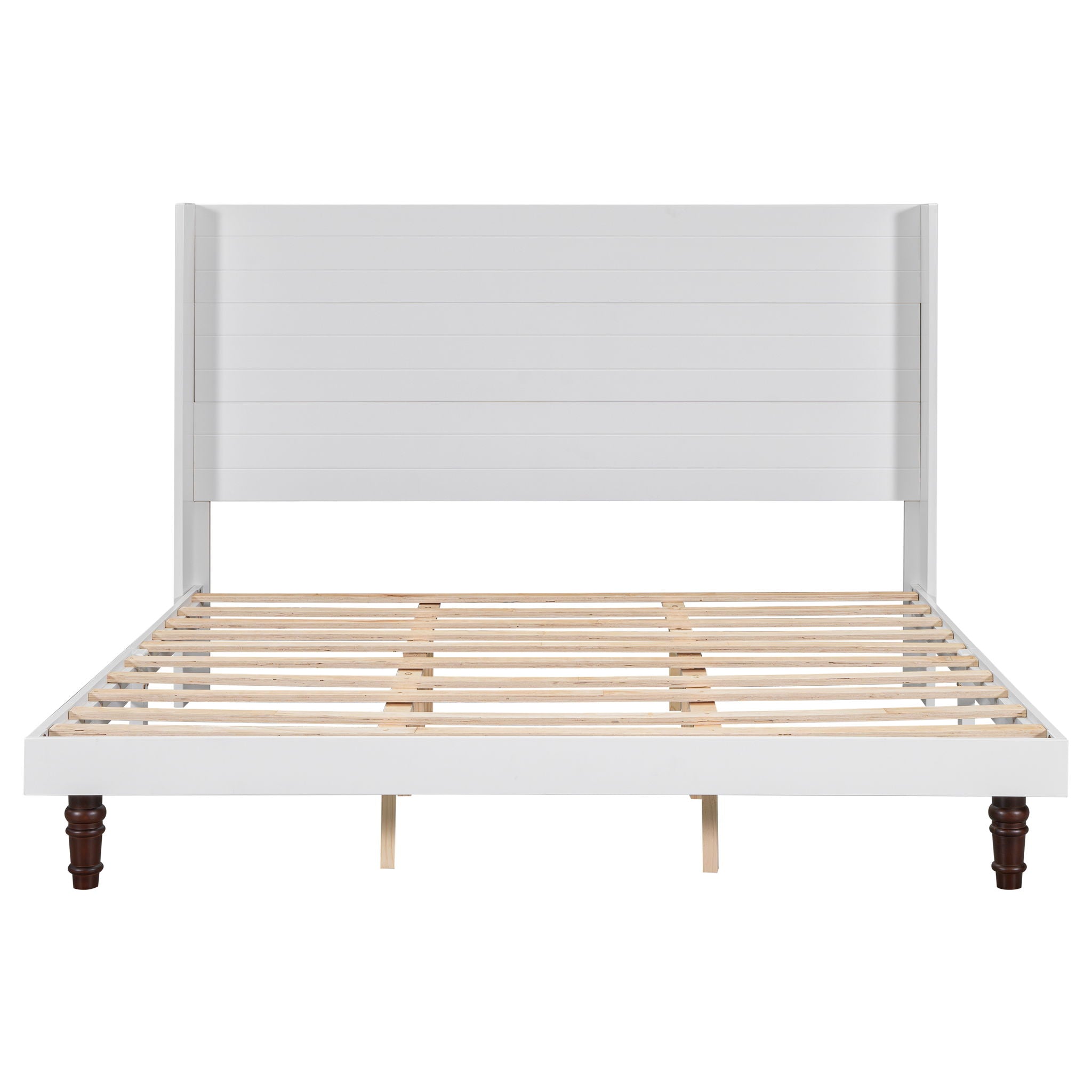 King Size, Stylish High Headboard Bed, High Quality - White
