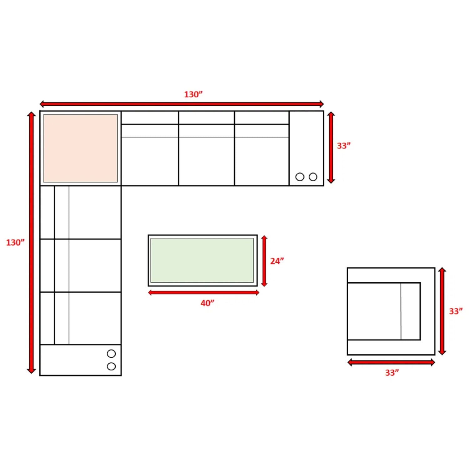 Modern Patio Rattan Sectional Set With Cushions
