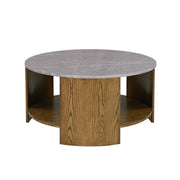 Keegan - Round Coffee Table With Shelf - Oak