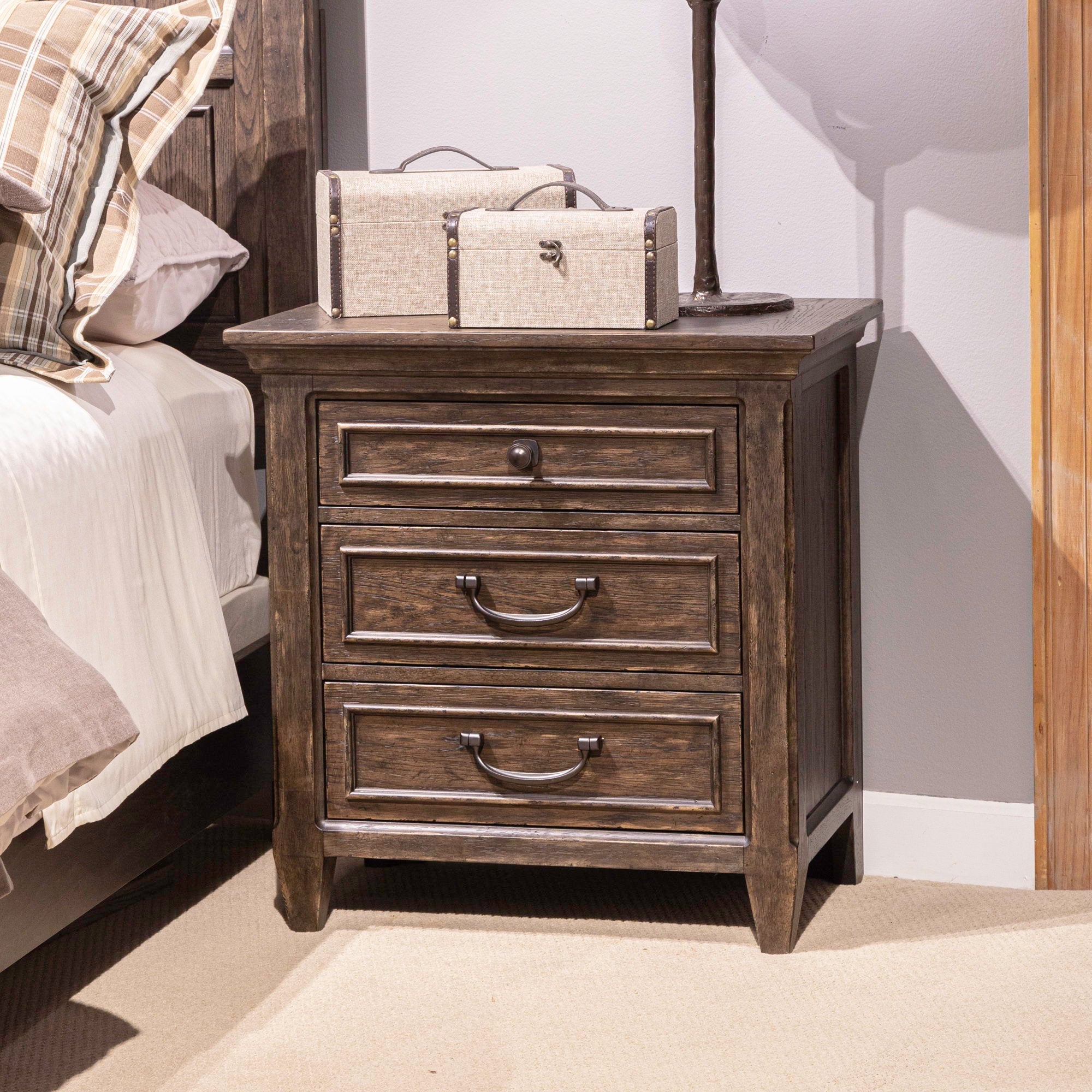 Liberty Furniture Paradise Valley - Nightstand With Charging Station - Dark Brown | Meri Furniture