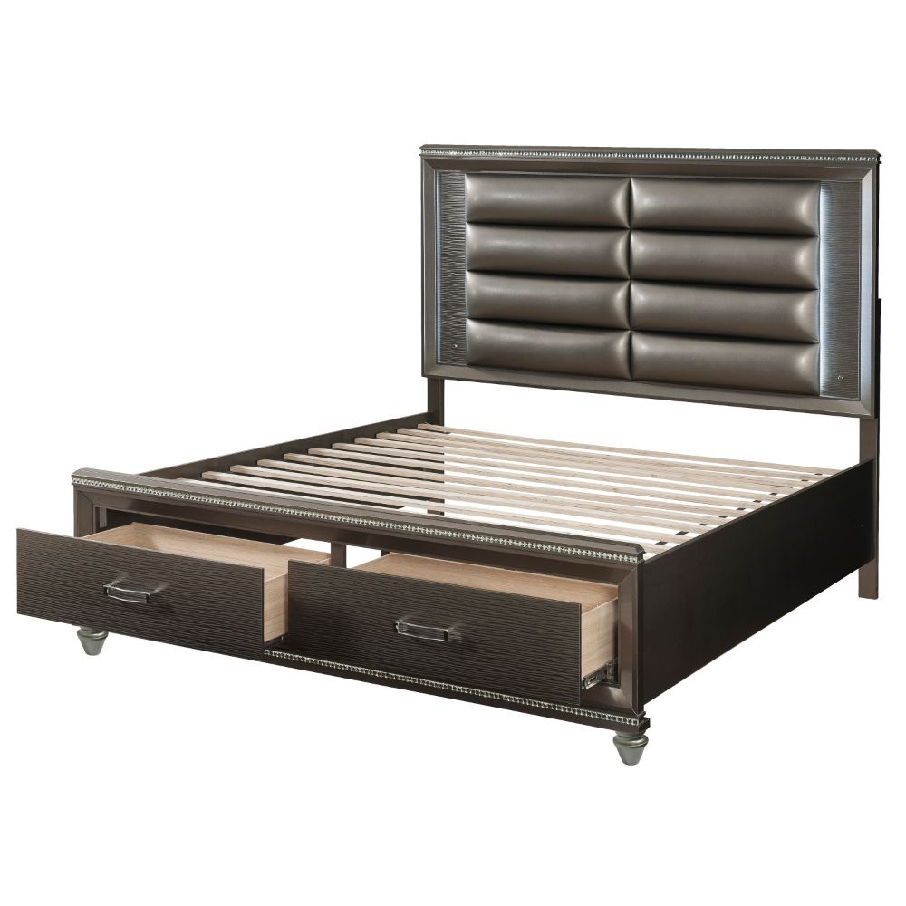 ACME Sadie - Bed w/Storage (LED) | Meri Furniture