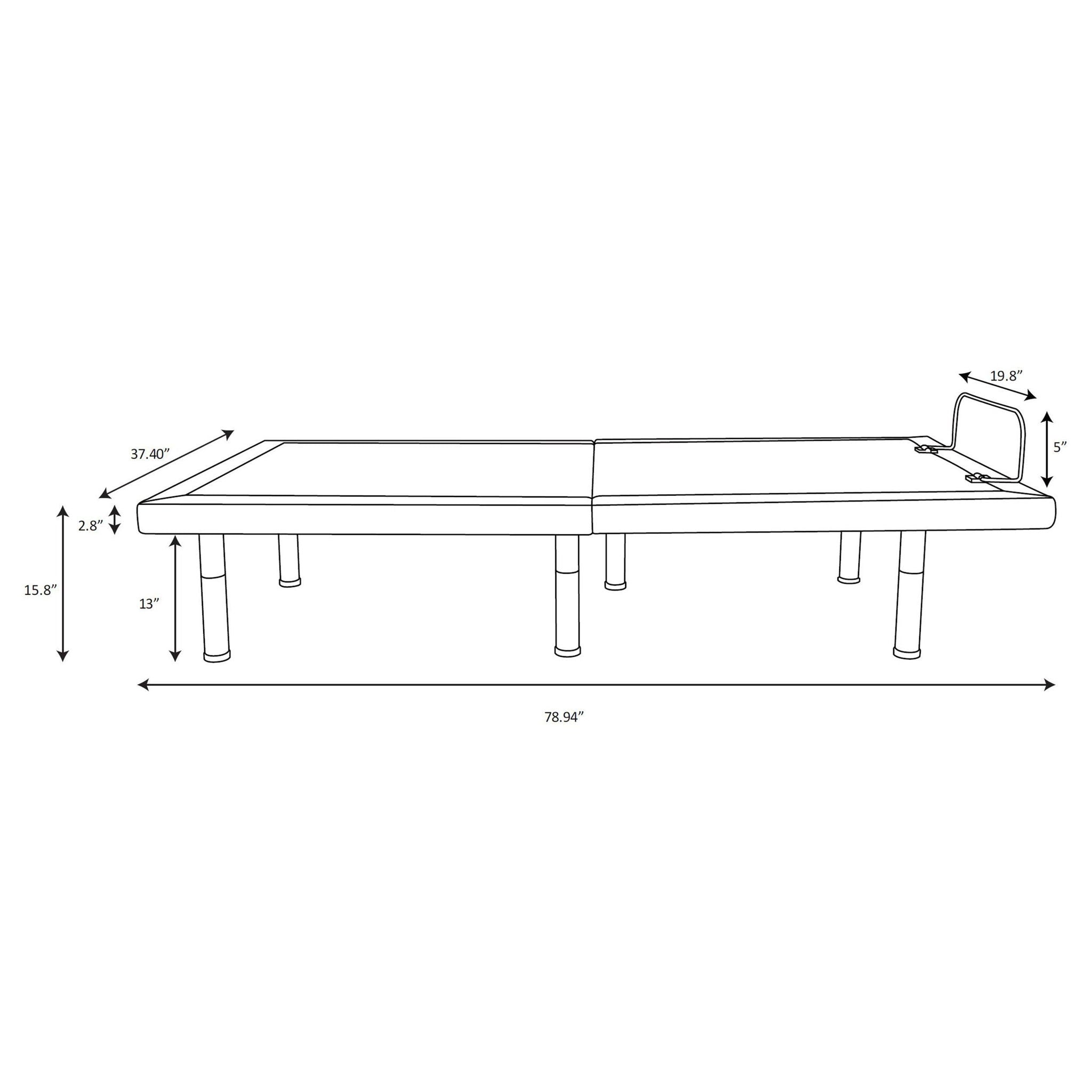 Negan Twin Extra Long Adjustable Bed Base Grey and Black