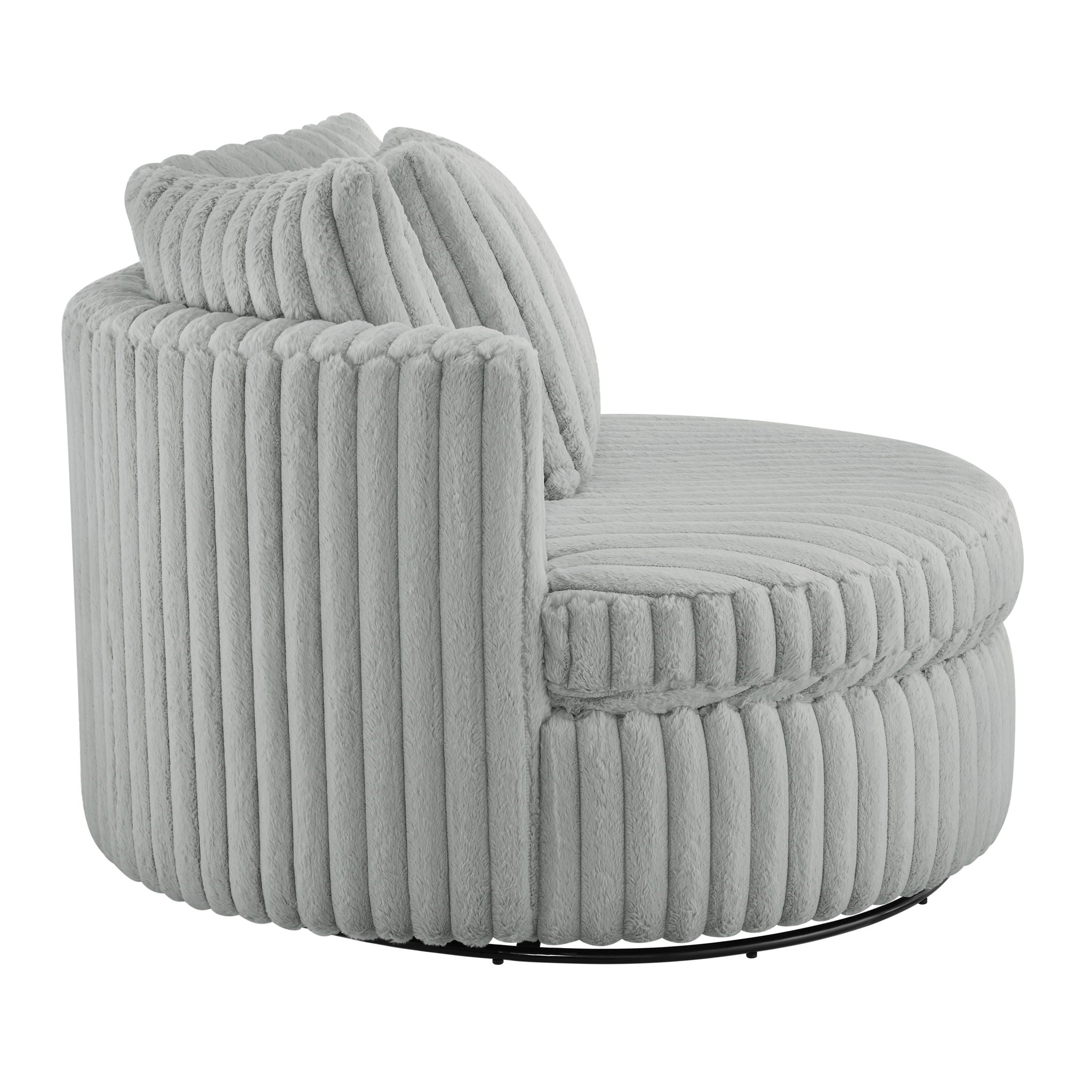 Mindy - Oversized Swivel Barrel Chair - Gray