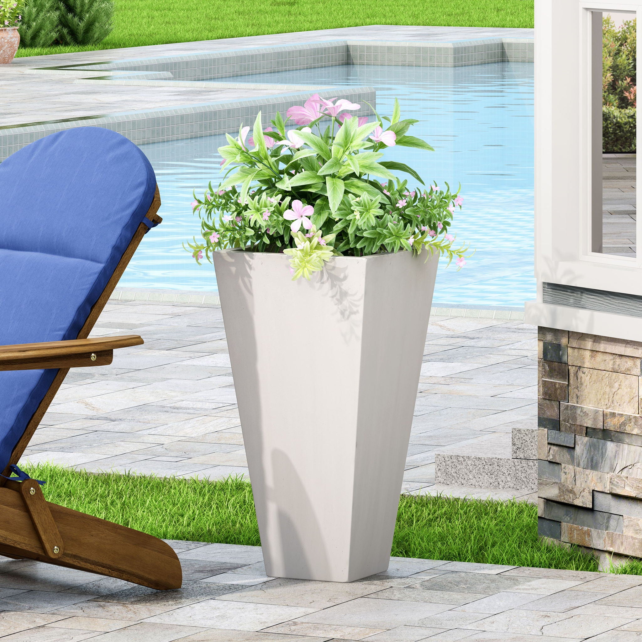Outdoor Modern Cast Stone Planter