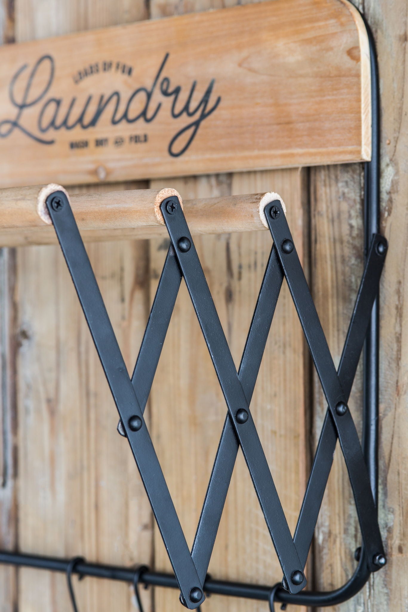 Laundry Rack With Accordion Design - Brown / Black - Black Brown