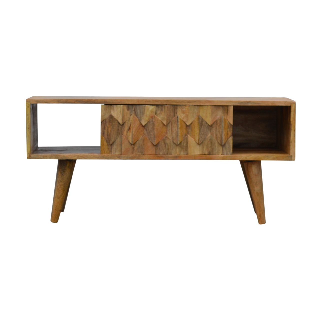 Pineapple Carve Sliding Media Unit - Oak