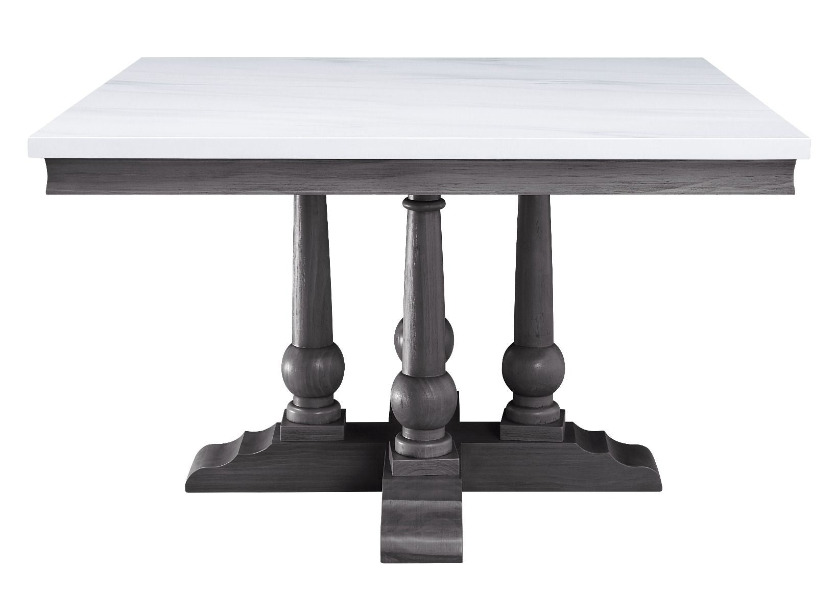 ACME Yabeina - Dining Table - Marble Top & Gray Oak Finish - 30" | Meri Furniture