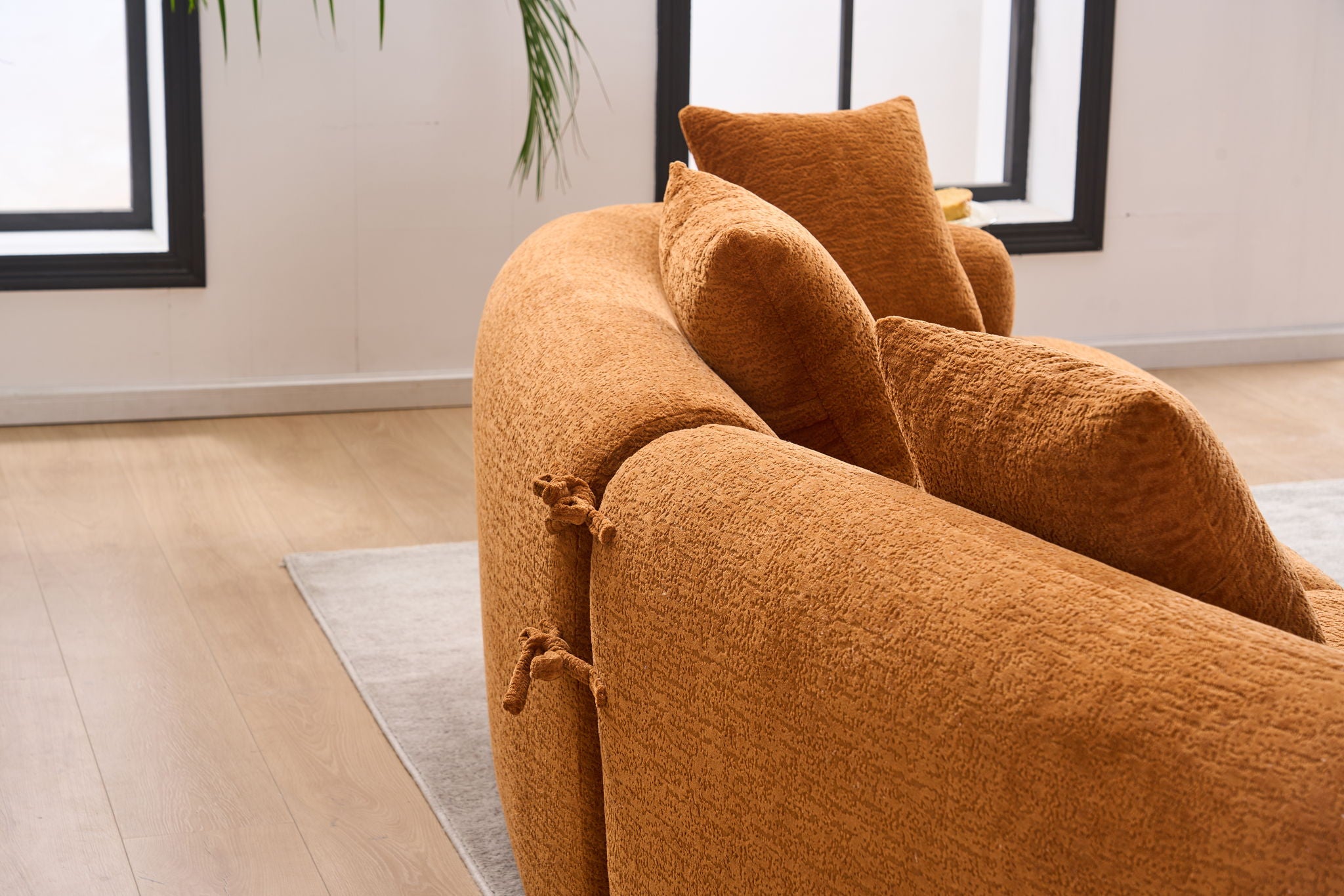 4 Seater Sofa With Chenille Fabric, 30D, 60 Hardness Full Sponge, 4 Pillow For Living Room, Home Furniture Sleeper Sectional Sofa For Apartment