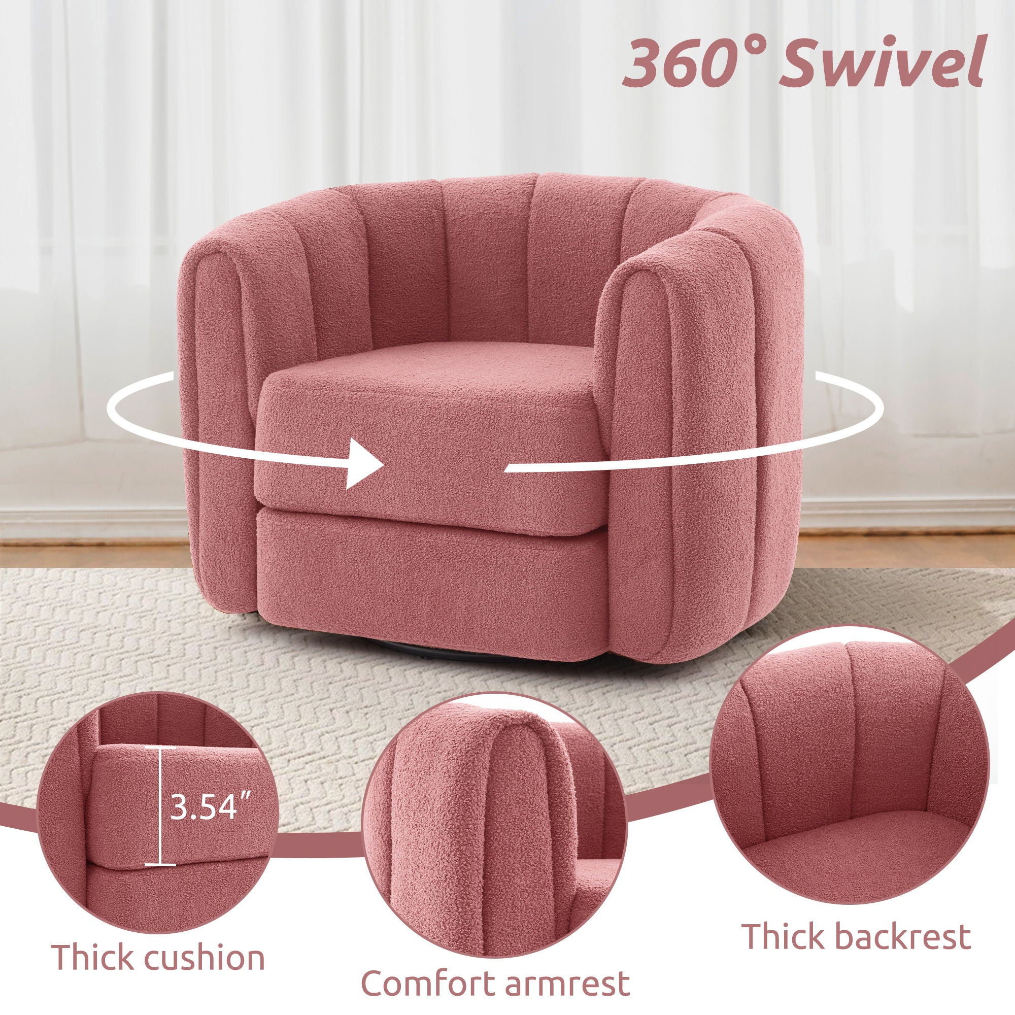 Swivel Accent Chair Wide Upholstered For Living Room