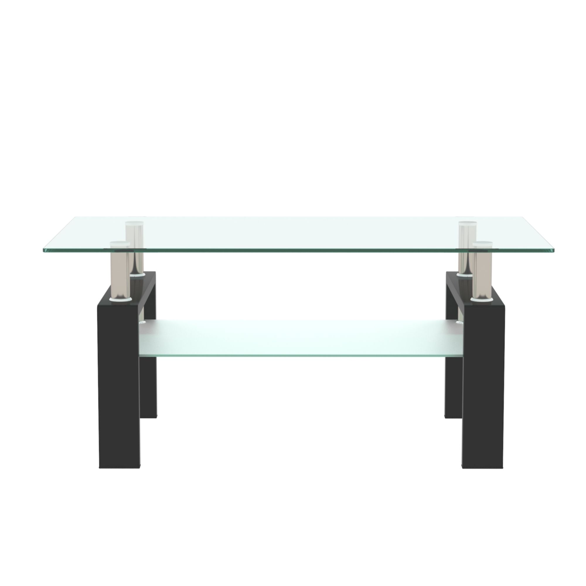 Modern Rectangular Coffee Table With Tempered Glass Top