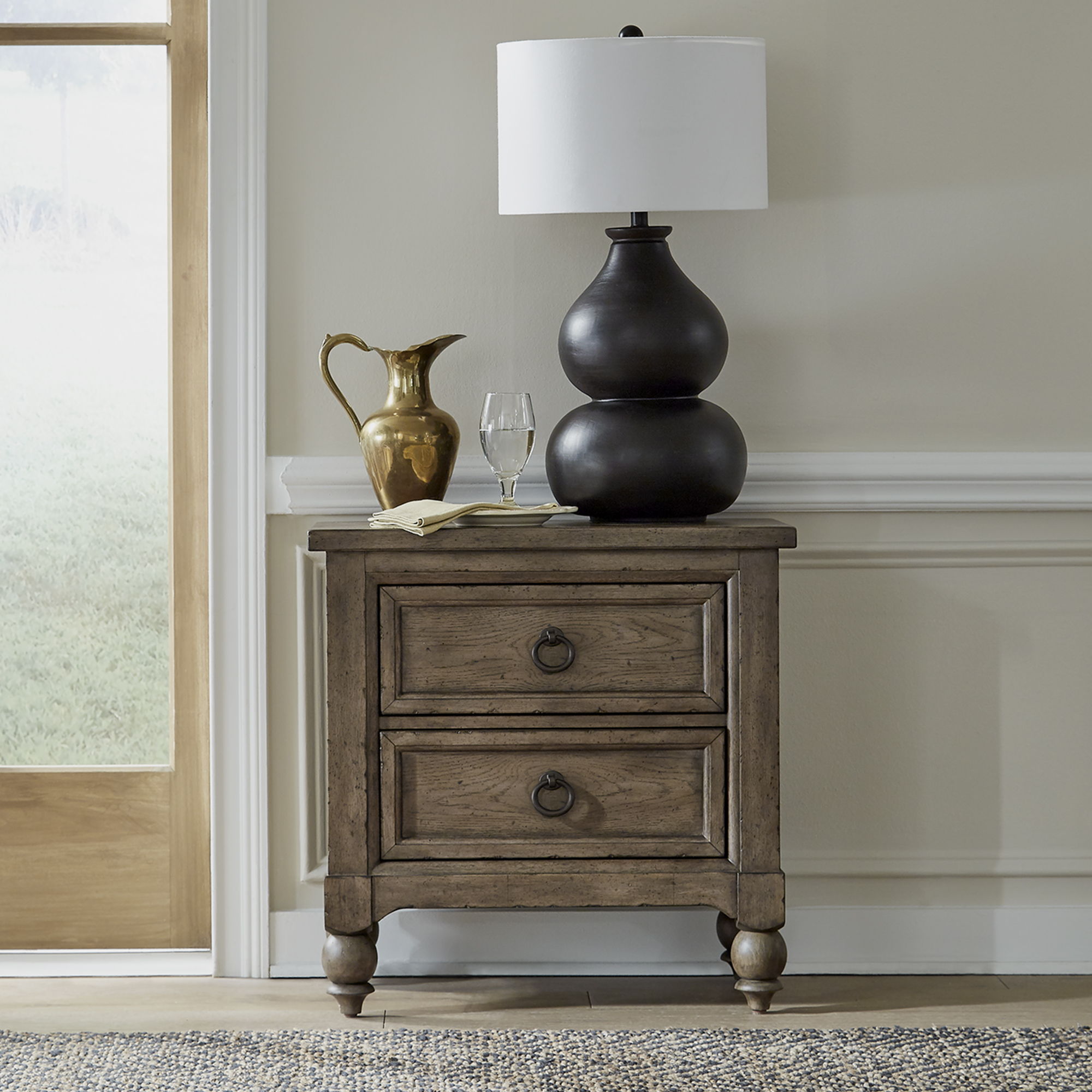 Liberty Furniture Americana Farmhouse - 2 Drawer Night Stand With Charging Station | Meri Furniture