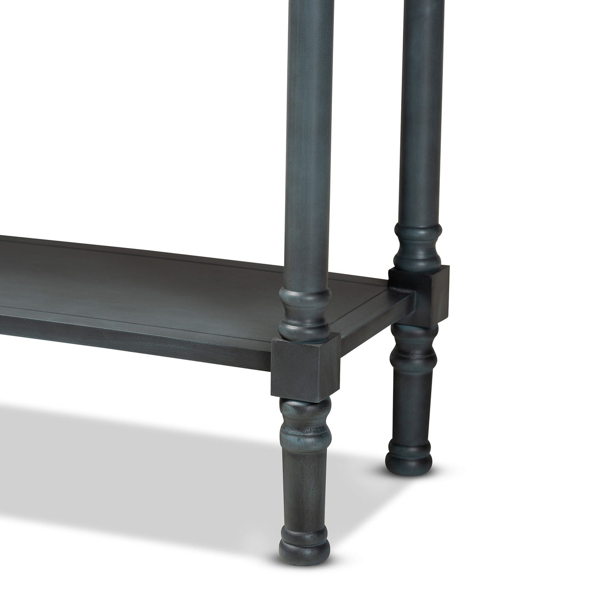 Garvey French Provincial Dark Blue Gray Wood 3-Drawer Entryway Console Table