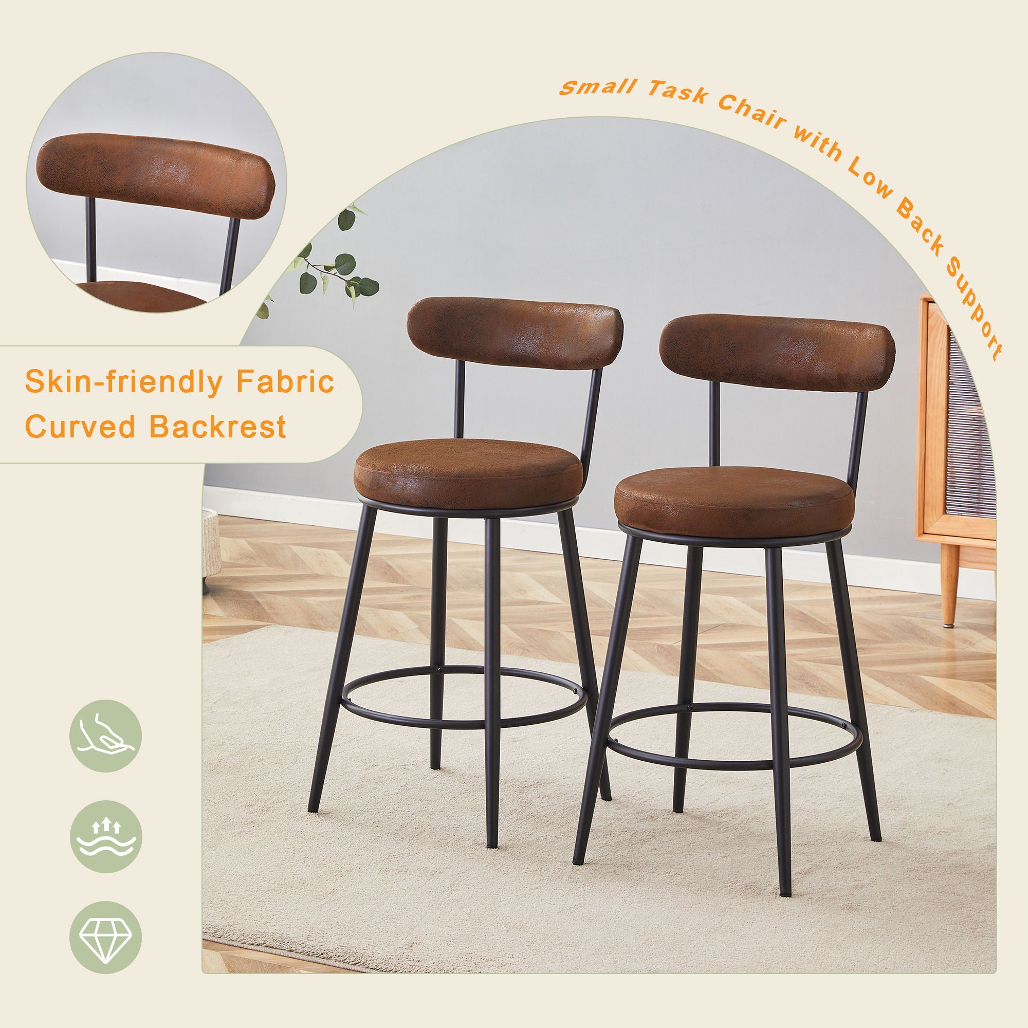 Fashionable Ergonomic High Legged Bar Chairs (Set of 2)