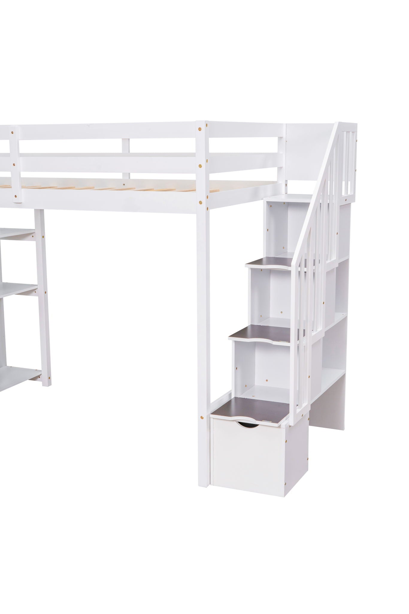 Loft Bed With Storage Drawers And Stairs With Shelves