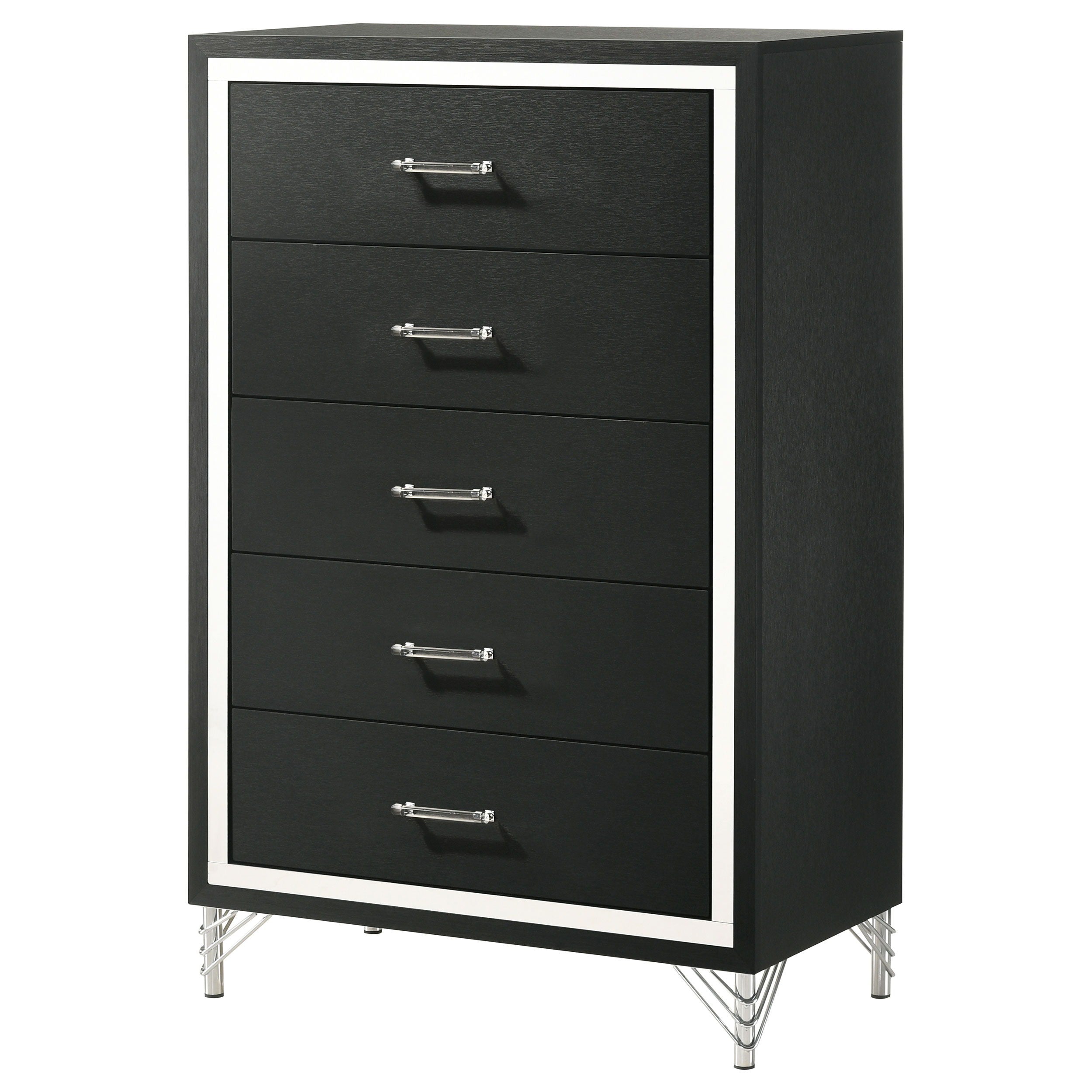 Coaster Fine Furniture Lucia - 5-Drawer Bedroom Chest Of Drawers - Black | Meri Furniture