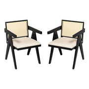 Chandigarh Farmhouse Style Cane Upholstered Dining Chairs (Set of 2)