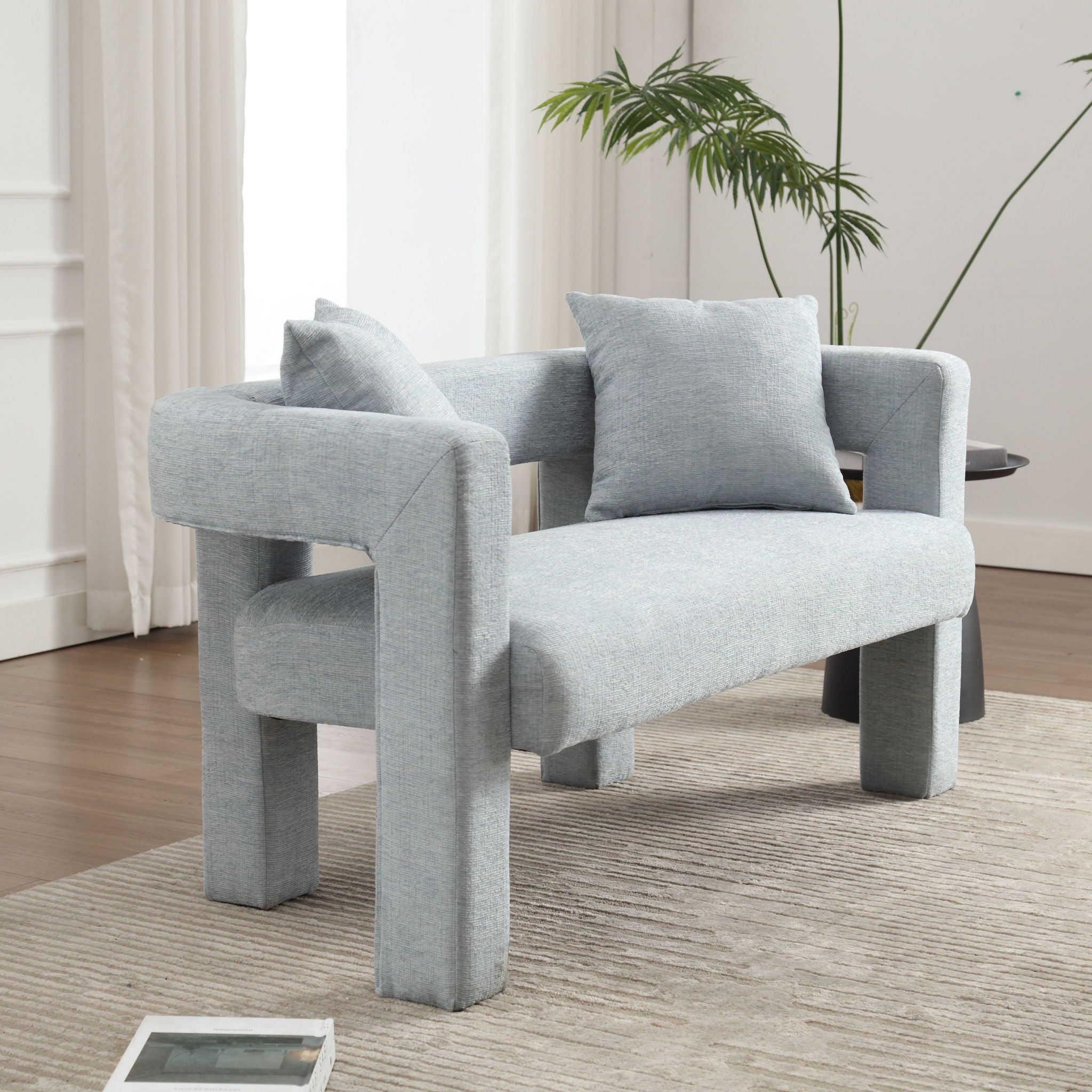 Modern Chenille Loveseat Sofa, Comfy Upholstered 2 Seater
