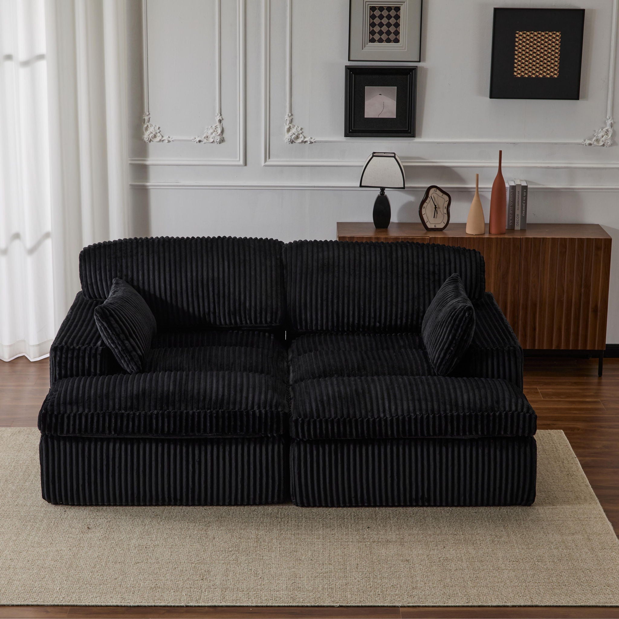 Double Chaise Lounge Chair, Oversized Upholstered Sleeper Cloud Couch