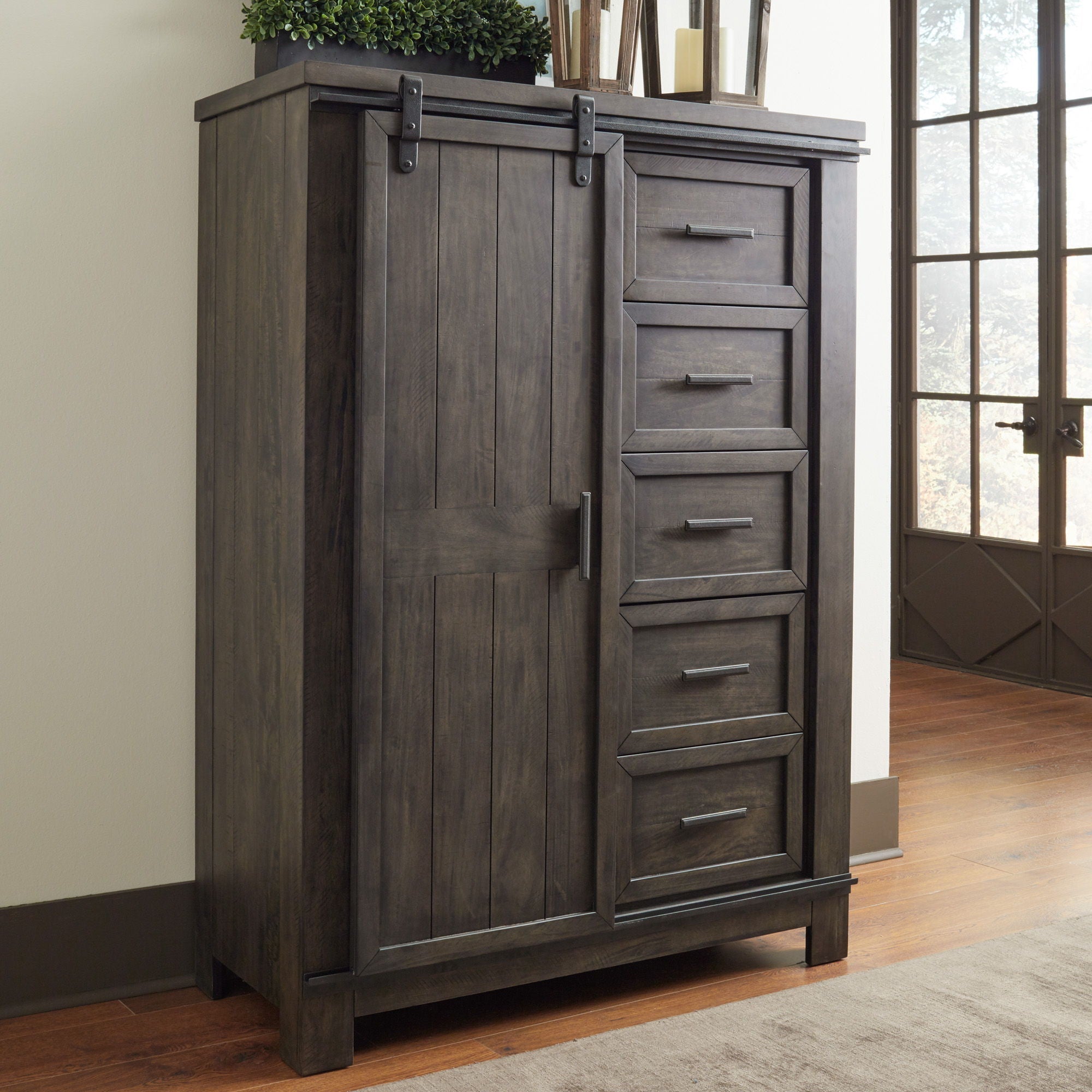 Liberty Furniture Thornwood Hills - Sliding Door Chest - Dark Brown | Meri Furniture