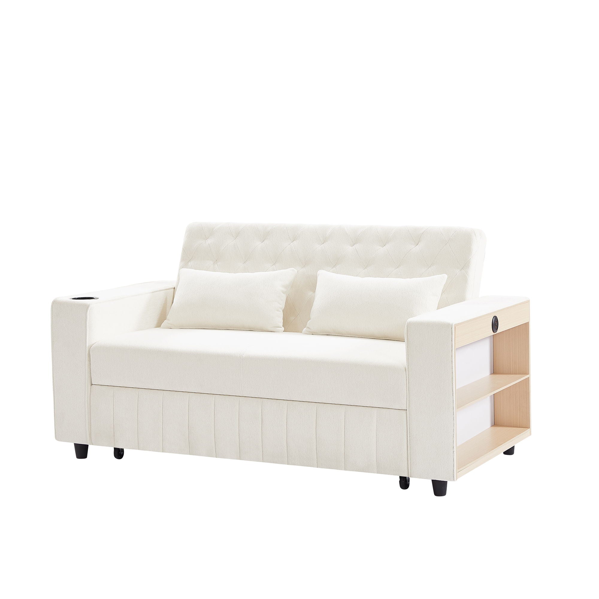 Pull-Out Sofa Bed Convertible Couch With Adjustable Backrest For Living Room