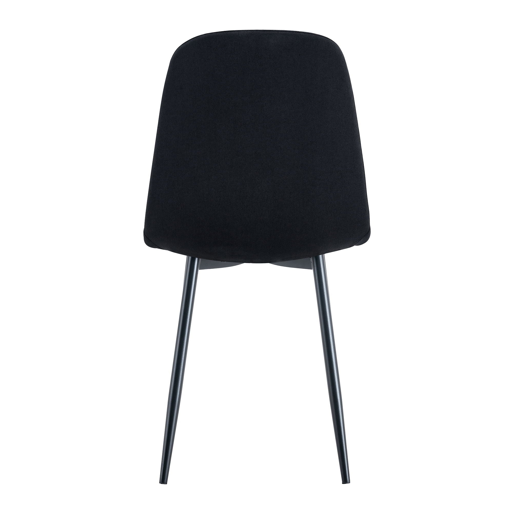 Modern Medieval Style Cushioned Side Chairs Set With Black Metal Legs For Kitchens