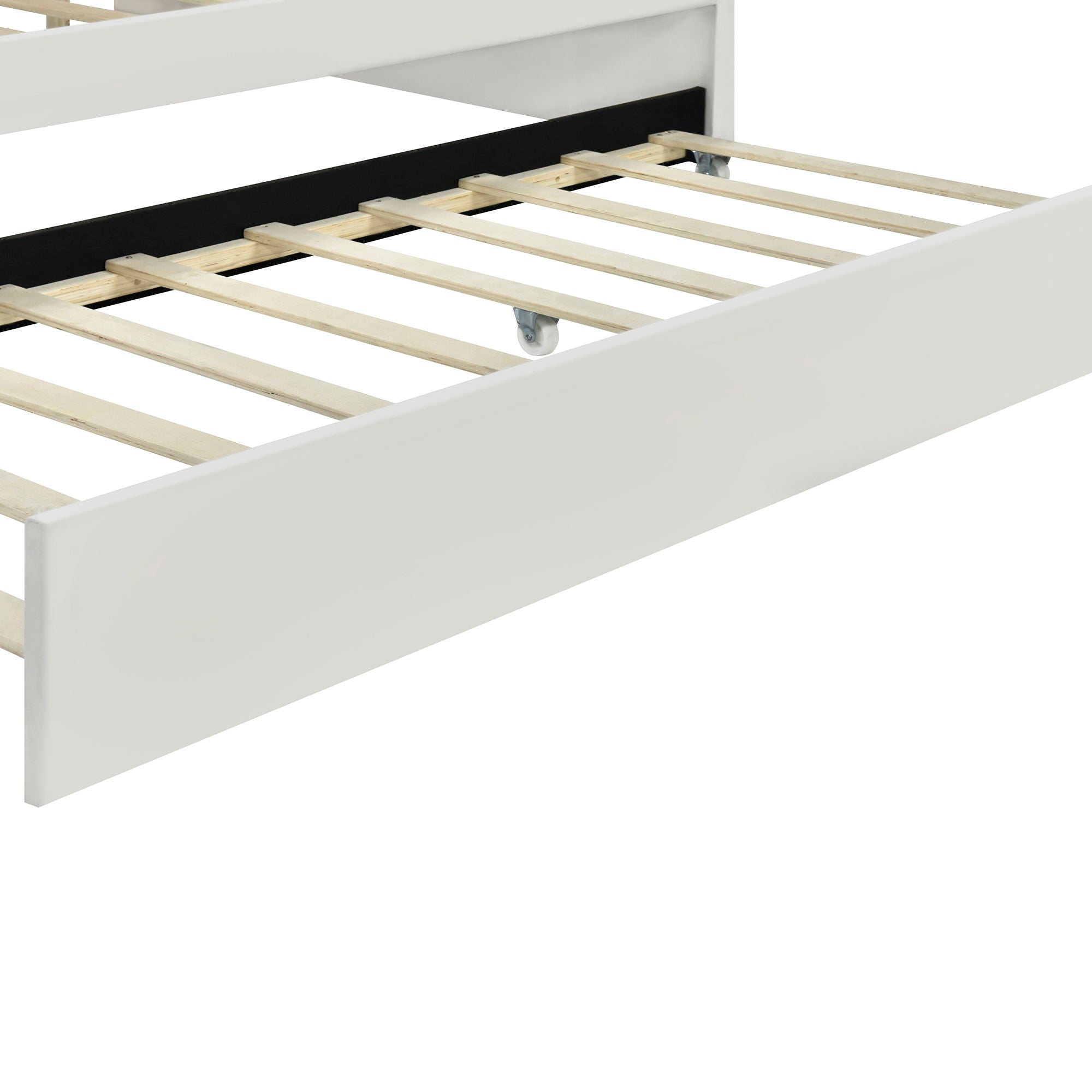 Upholstery Daybed Frame With Shell Shaped Backrest And Trundle